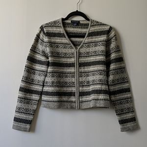 Vintage Ann Taylor Fair Isle Zipper Cardigan